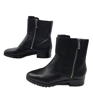 Michael Kors MMK Womans size 5.5 M Andi Flat Triple Zippered Ankle Booties Black